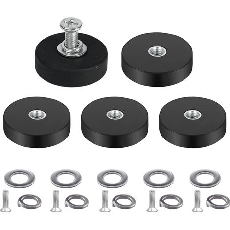 5 pièces Neodym Magnete Gummiert, 22 mm schraubmagnete avec filetage M4, neodym magnet gummiert extra puissant 5,5 kg, magnete mit gewinde pour atelier, véhicules, rails lumineux et lampes solaires (1/5)