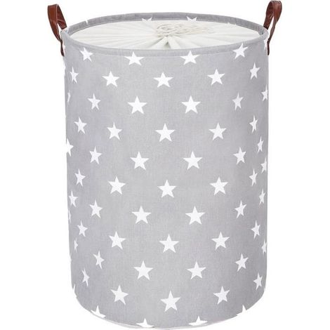 Cesto per biancheria pieghevole da 20 pollici. Con cordino, grande capacità. Grigio Star. Perfetto per organizzare i vestiti. (1/5)