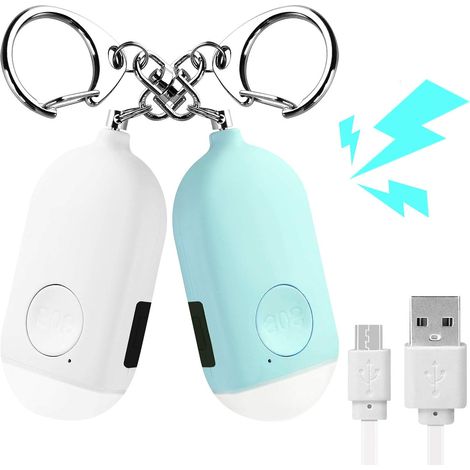 Sirène d'alarme personnelle 2PCS,dispositifs de protection de sécurité d'alarme d'urgence rechargeables USB 130dB avec lampe de poche LED pour femmes, filles, enfants et personnes âgées (1/5)