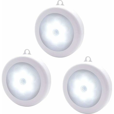 Nachtlichter mit Bewegungsmelder, Set mit 3 LED-Nachtlichtern, batteriebetriebener kabelloser Sensor für Schlafzimmer, Wohnzimmer, Garage, Badezimmer, Flur, Treppe, Schrank