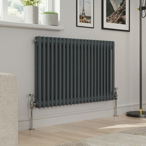 Warmehaus Traditional Double Column Anthracite Radiator Cast Iron Style Radiators 600x1010mm