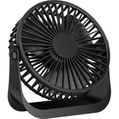 Mini-ventilateur de bureau USB portable et puissant – 3 vitesses, tête rotative à 360° – Idéal pour la maison, le bureau, la voiture, l'intérieur et l'extérieur – Noir, 6 pouces (sans batterie)