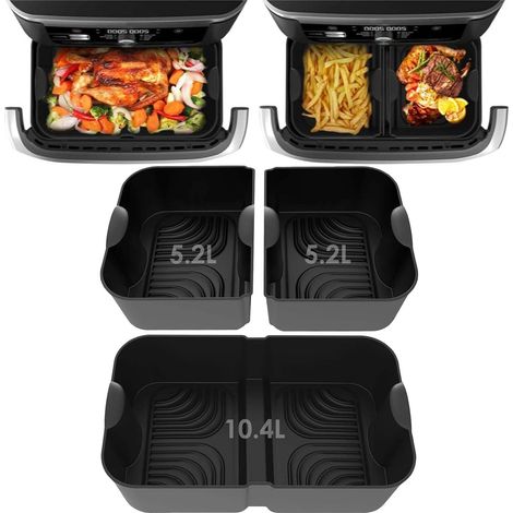 3-teilige größere Silikonform für Heißluftfritteuse Ninja AF500EU COSORI, Heißluftfritteusen-Zubehör Ninja Foodi Flex 10,4 l AF500EU/ COSORI Heißluftfritteuse 10 l, Schale für Ninja Max AF500EU, Zubeh