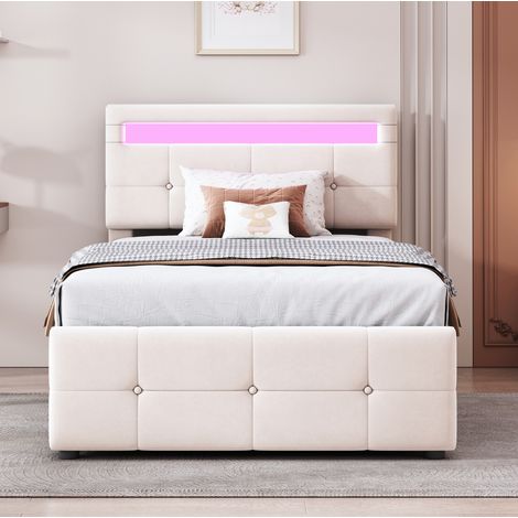 letto contenitore 90x200 LED testiera regolabile OKMYHOME (1/5)