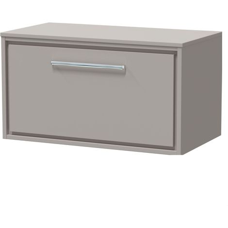 Balterley Longnor 800mm Framed Design Wall Hung Single Drawer Vanity with Worktop - Pebble Grey