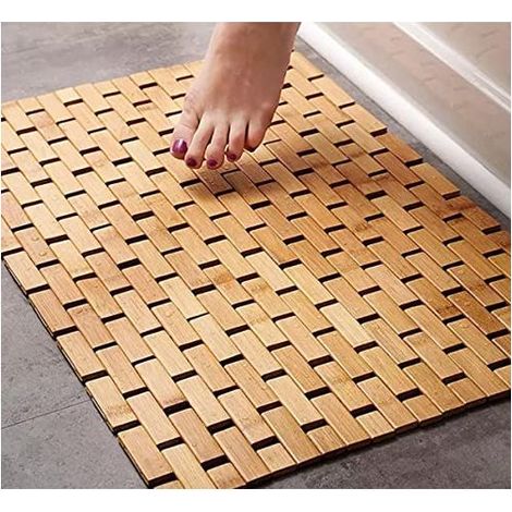 Tapis de Bain en Bambou Naturel Antidérapant, Plateau de Baignoire en Bois, Tapis de Douche Résistant à l'Eau et aux Moisissures, Décoration Salle de Bain Élégante et Écologique (1/4)