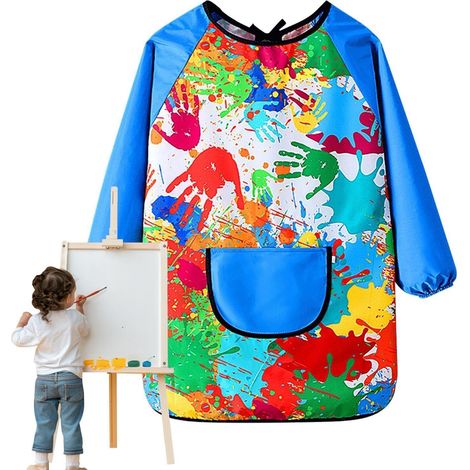 Tablier de peinture imperméable pour enfants - Blouse d'artiste pour enfants idéale pour la cuisine, les loisirs créatifs, la peinture, l'écriture et les jeux d'eau (1/5)