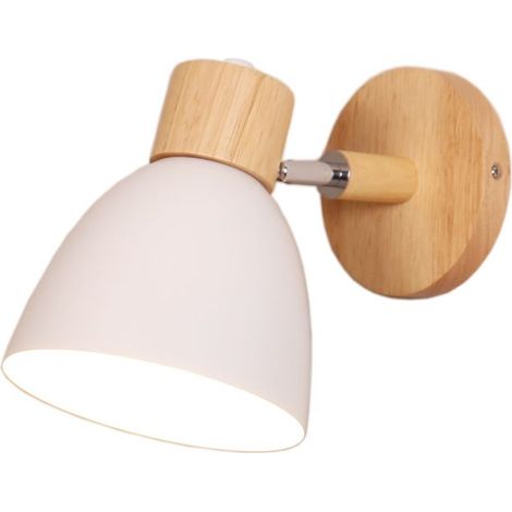 Vintage-Industrie-Wandleuchte, 15 cm, verstellbar, Retro-Holz- und Metall-Wandlampe, E27-Fassung, Innenwandleuchte für Schlafzimmer, Wohnzimmer, Flur, Restaurant (1 Stück, Weiß) (1/5)