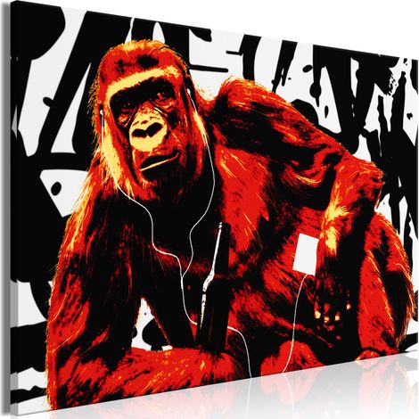 Quadro - Pop Art Monkey (1 Part) Narrow Red - 120x80 (1/4)