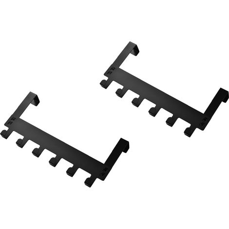 (2 Pièces) (Noir)Porte Manteau Sans Percer avec 6 Crochets, Crochet de Porte pour Cintre Économisez de L'espace Patère de Porte à Suspendre pour (1/5)