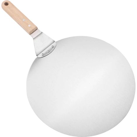 Pelle a Pizza Spatule à Pizza Ronde en Acier Inoxydable antiadhésif avec Manche chêne, Accessoires de pâtisserie(10inch) (1/5)