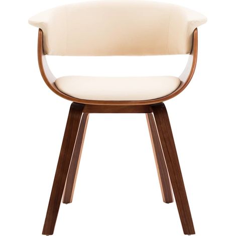 vidaXL Silla de comedor madera curvada y cuero sintético crema (1/2)