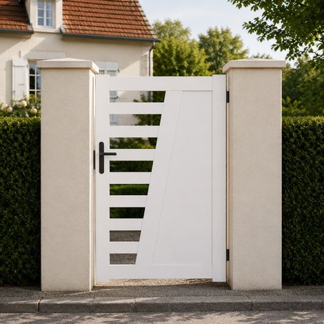 Portillon battant manuel PVC blanc CAMBRAI L 100 x H 160 cm - poignée à gauche (1/5)