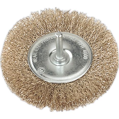 Sealey SFB100 100mm Crimped Flat Wire Brush with 6mm Shaft (1/2)
