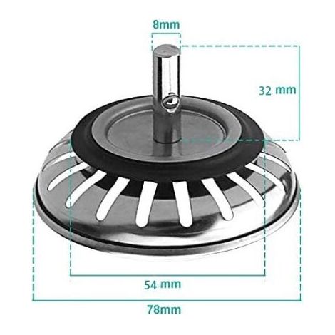 EASYCOMFORT Panier amovible diamètre de l'acier inoxydable 78 mm accessoires pour évier de cuisine mise à l'eau fermeture de parapluie couvercle de lavabo (1/3)
