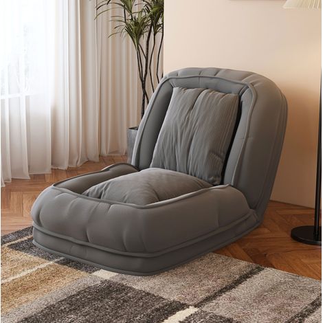 Poltrona letto pieghevole, 5 posizioni regolabili 90°-180°, con 2 cuscini, tessuto e metallo grigio (1/5)