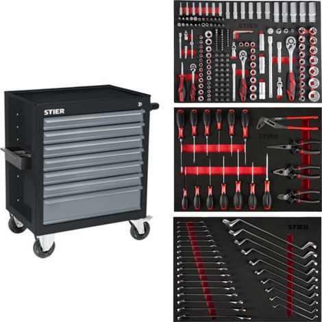 Servante d'atelier STIER Black garnie, 223 pièces (1/5)