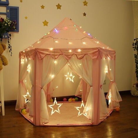 – Tente tipi enfant 140x135 cm – Tente intérieure extérieure avec guirlande – Montage rapide avec bâtons robustes – Confortable et respirant (1/4)