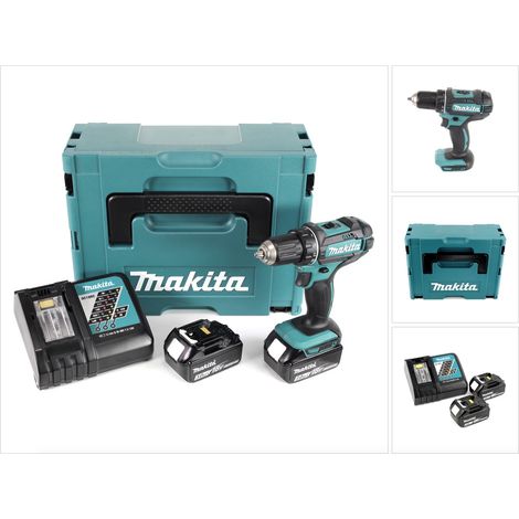 Makita DDF 482 RFJ Trapano avvitatore a batteria 18V / 62Nm in valigetta Makpac 2 + 2x Batterie 3,0 Ah + Caricabatterie