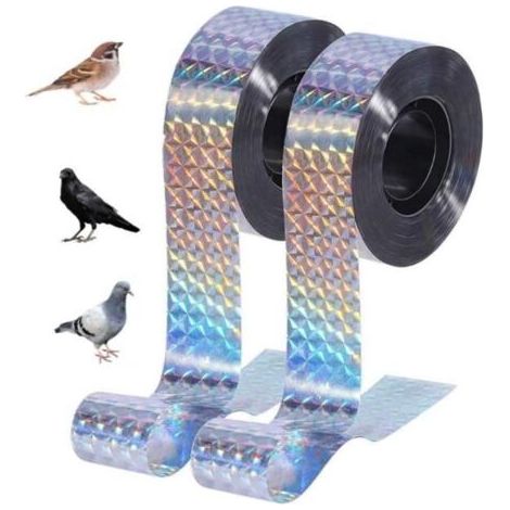 Doppelseitiges reflektierendes Vogelabwehrband – 2 Rollen – Weiß – Vogelabwehr – 2,4 cm x 100 m (1/5)