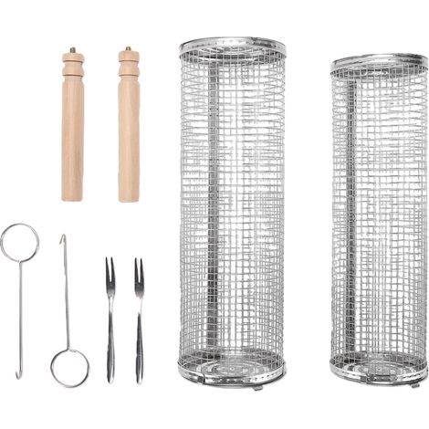 Panier de gril roulant, filet de barbecue en acier inoxydable 304 pour légumes, outils de cuisine en plein air (1/5)