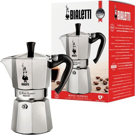 Cafetière Moka Express en aluminium (9 tasses), 420 ml, argent (1/5)