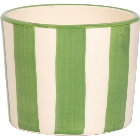 Lido Set 2 Bicchieri Tumbler Righe Verde Ceramica Artigianale Fatta a Mano Civita Castellana Design Vintage Forma Coppetta Gelato Serie Lido