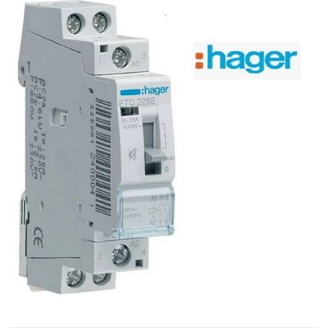 Hager – Contacteur silencieux jour-nuit 25A 2F 230V – Pour chauffe-eau électrique – Charge max 4600W – IP20
