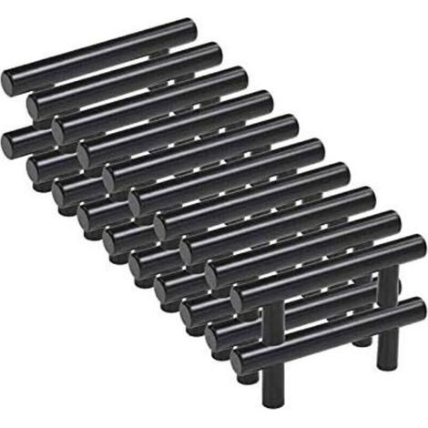20pcs Poignee Meuble noir Poignée de Meuble Cuisine noir T Poignées Placard Tiroir Noir (1/5)