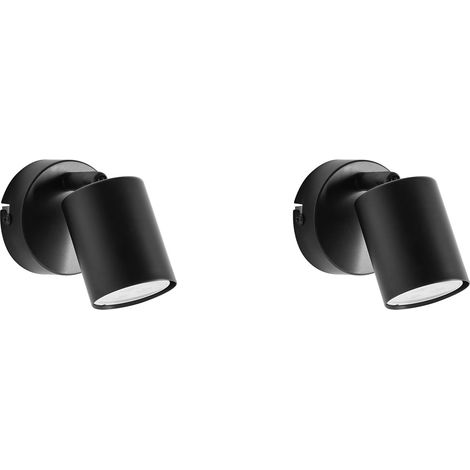 Set of 2 Wall Lamps Black Metal Spotlight Lampshade Industrial Style NYANDO (1/5)