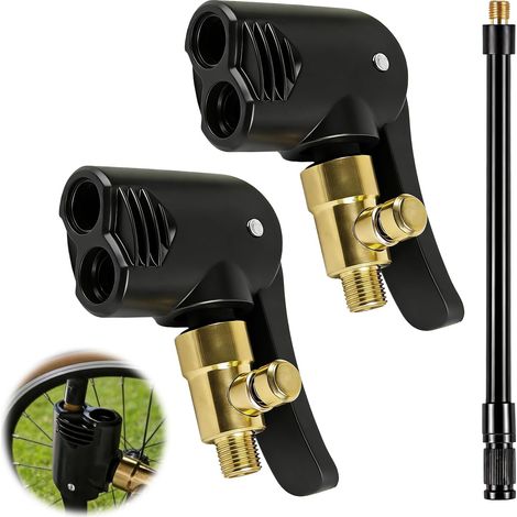 Adaptateur Valve Presta Laiton, Embout Gonflage Pneu VTT Route, Compatible Pompe Air Compresseur pour Vélo Auto Moto Ballon Matelas, 2 Pièces (1/5)