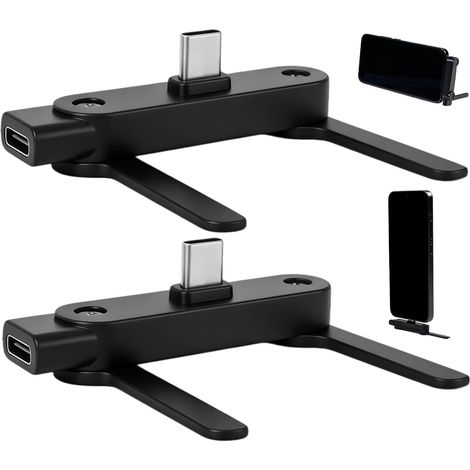Set mit 2 um 360° drehbaren, faltbaren Handyhaltern für USB-C-Kabel, abnehmbar, ideal für Gaming, Videos, Büro, Auto und Reisen, kompatibel mit USB-C-Schnellladung