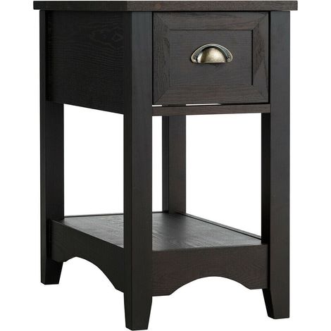 Table d'appoint de chaise contemporaine, table compacte avec tiroir, table de chevet - marron (1/5)