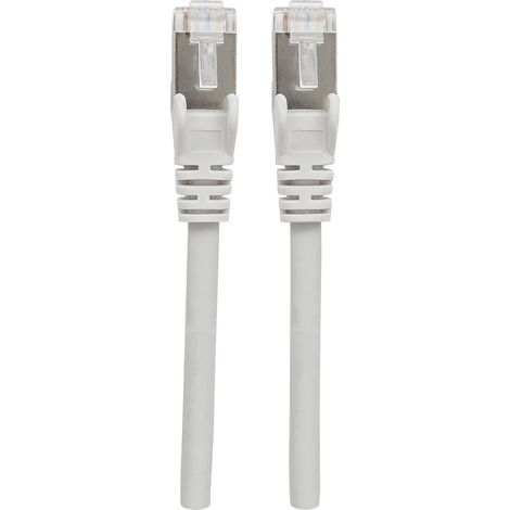 Intellinet 741040 RJ45 Patchkabel CAT 6a S/FTP 10.00 m Grau Folienschirm, Geflechtschirm, Geschirmt, (1/2)