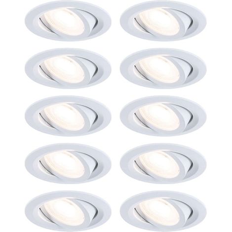 x10 Encastré LED orientable 25° - Paulmann - 93164 - D.82mm - 4,6W - 460lm - 3000K - 3StepDim - Blanc - Lot de 10 (1/2)