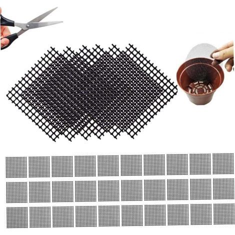 Macetas para bonsáis, rejilla de jardinería cuadrada con base, 50 macetas cuadradas pavimentadas con malla suave para bonsáis. (1/5)