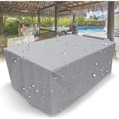 Housse Salon De Jardin, 210D Rectangulaire Housse De Protection Étanche avec Cordon De Serrage pour Meubles De Jardin Patio Table Meubles Couverture Argent,909090cm