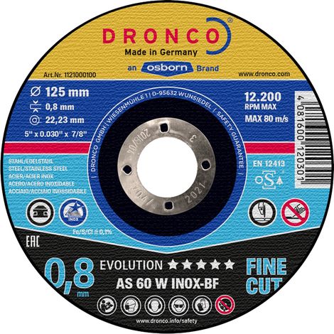 Disque à tronçonner inox AS 60 W 0,8mm - DRONCO - 1121000100