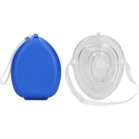 Masque facial de réanimation CPR en silicone souple bleu, réutilisable pour urgence médicale (1/5)