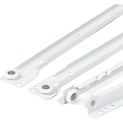 Coulisse Tiroir 400 mm - Lot de 2 (1 paire) Rails pour Tiroir Coulissants, en blanc, Système de Glissière à Sortie Partielle - Kit de Tiroir Coulissants à montage facile (1/4)