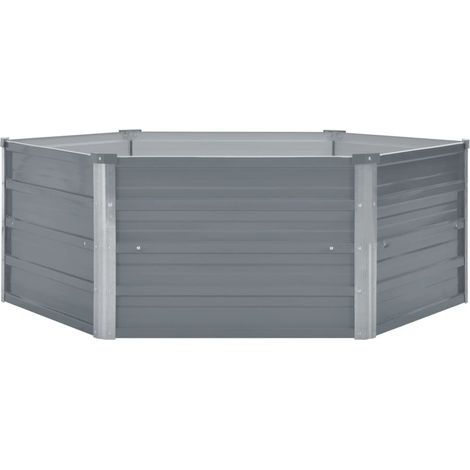 INLIFE Jardinière 129 x 129 x 46 cm cm Acier galvanisé Gris (1/5)