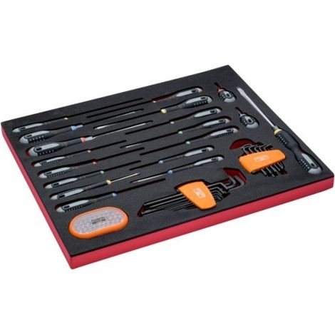 BAHCO - Jeu de tournevis/clés mâles/embouts, module mousse 3/3 Fit&Go - 66 pcs