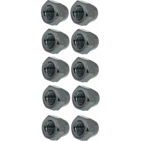10x ecrou borgne hexagonal M10 acier zingué DIN 1587 bricolage finition serrage