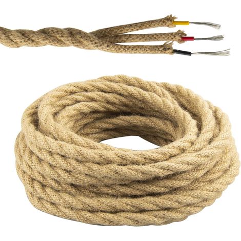 Elektrisches Kabel im Torsadé-Stil im antiken Stil, 3 Leiter, Kaliber 18 AWG, Länge 10 m (33 Pi), bezaubernder Vintage-Stil, für alte Lampen und Bastelarbeiten. (1/5)