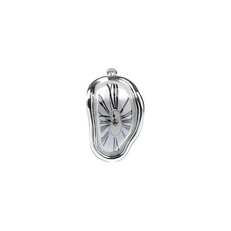 Tischuhr, Gusseisenuhr, Wanduhr im verformten Gusseisenstil, Salvador-Dalí-Stil, silberne Wanddekoration (1/5)
