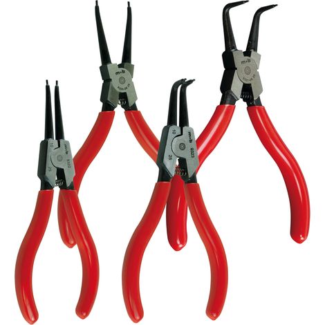 Jeu de 4 pinces à circlips intérieur/extérieur – pinces droites et coudées – outils de précision pour montage et démontage – acier carbone – poignée ergonomique (1/3)