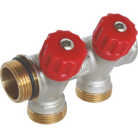 Collecteur de distribution 2 sorties, portée conique easy lock 3/4ek avec vannes