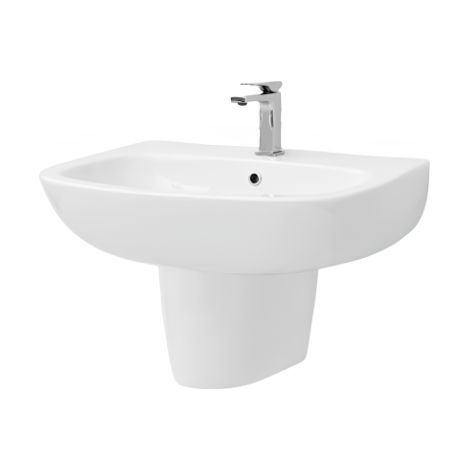 Wandwaschbecken aus glänzend weißer Keramik – Art Ceram Ten - mit Kolonne - Accessorio: Standard