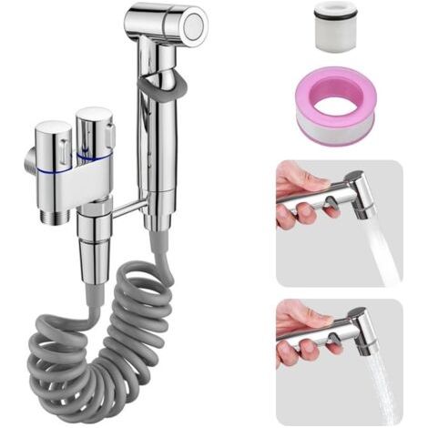 Plumeau de bidet, luminaire de bidet 1 entrée - double commande pour contrôle 2 fois, ensemble plumeau avec contrôle principal de la pression du liquide de douche féminine, animal de compagnie, mousse (1/5)