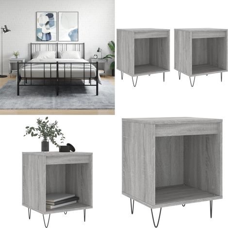 Nachttische 2 Stk. Grau Sonoma 40x35x50 cm Holzwerkstoff - Nachttisch - Beistelltisch - Wohnzimmermöbel - Grau - Holzmöbel - Home & Living (1/5)